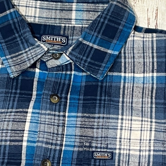 Smiths Workwear Plaid Flannel New Rancher Cowboy Construction Shirt Mens - Picture 4 of 8